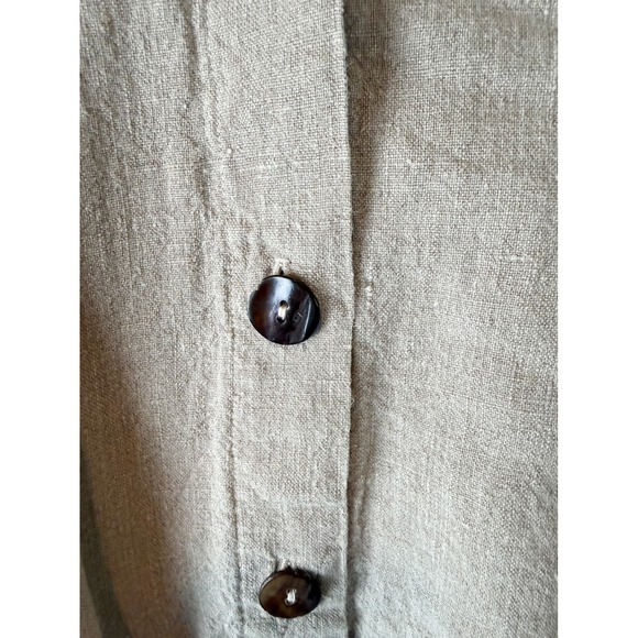 Sundance Catalog Linen Button Down Shirt Oatmeal Beige Boxy Cropped S Neutral - Picture 6 of 6